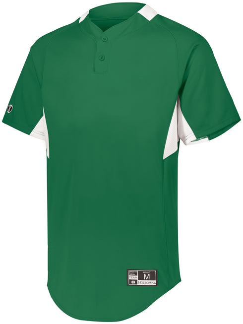 Holloway Youth Game7 Two-Button Baseball Jersey (221224), Color 'Kelly/White'